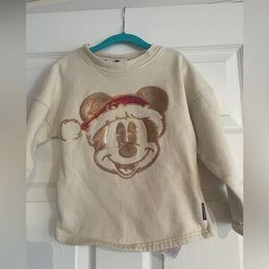 Disneyland Glitter and Sequin Toddler Cream Holiday Mickey Sweatshirt - 4T
